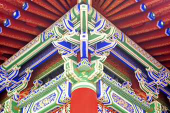 中国元素美妙的建筑色彩斑斓的屋檐