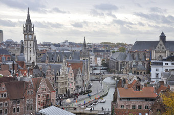 中世纪的城市根特根特空中视图比利时
