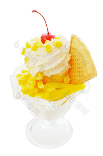 美味的冰淇淋热带水果孤立的