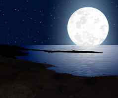 月光完整的月亮海岸