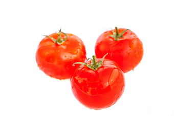 西红柿运行水孤立的白色