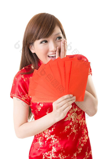 红色的信封中国人女人