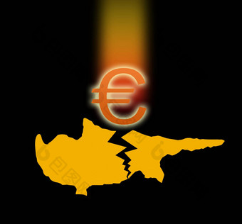 轮廓塞浦路斯下降欧元标志