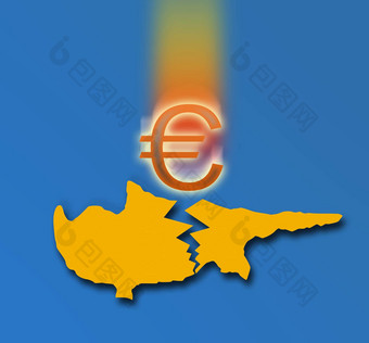 轮廓塞浦路斯下降欧元标志