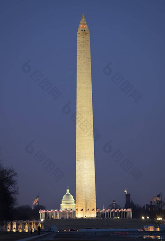 华盛顿纪念碑资本晚上华盛顿