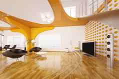 现代室内设计生活房间渲染