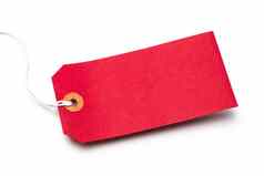 红色的纸板纸行李标签孤立的白色