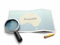 搜索地图澳大利亚放大镜卡白色回来
