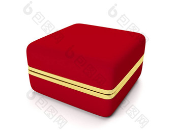 红色的礼物盒子黄金珠宝白色背景