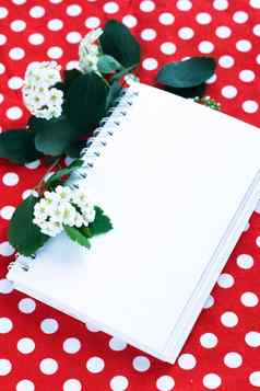 笔记本笔记分支白色花