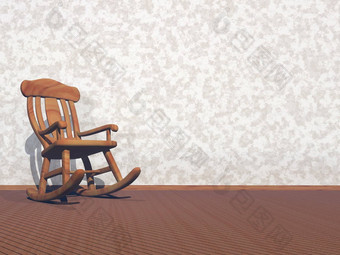 木扶手椅渲染