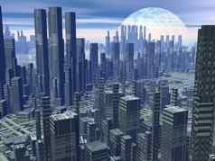 未来主义的城市渲染