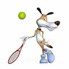插图主题狗网球球员