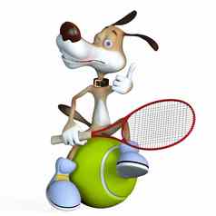 插图主题狗网球球员