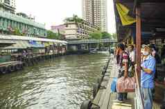 运河渡船停止曼谷泰国