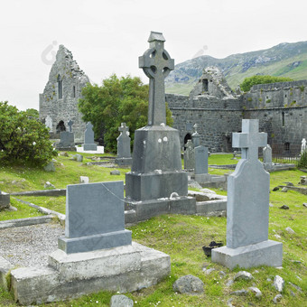废墟murrisk修道院县五月爱尔兰