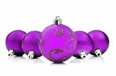紫色的圣诞节装饰物白色背景空间文本