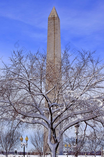 华盛顿纪念碑雪华盛顿