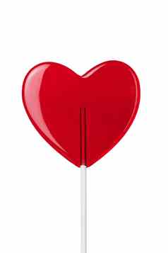 红色的heart-lollipop孤立的白色