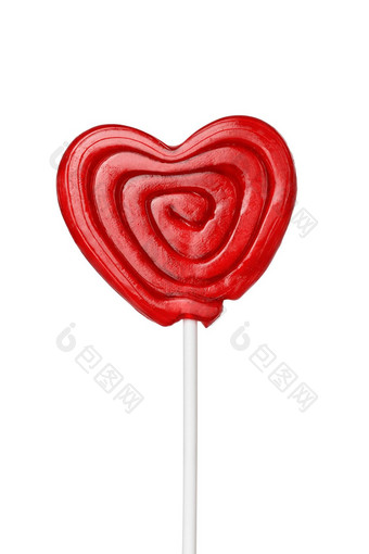红色的heart-lollipop孤立的白色