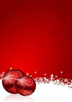 红色的圣诞节背景雪花圣诞节球