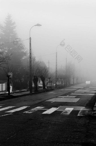 黑暗路雾焦点人行横道汽车背景