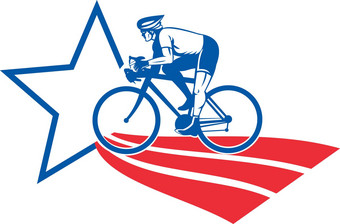 骑自行车的人骑赛车自行车明星条纹