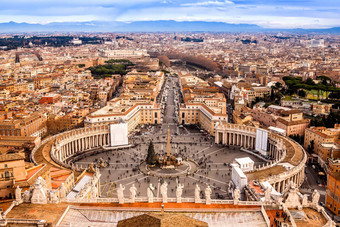 罗马意大利著名的圣彼得的广场梵蒂冈空中