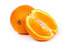 新鲜的橙色一半部分橙色