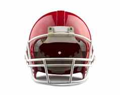 红色的美国足球头盔孤立的白色背景