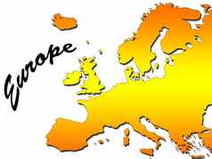 欧洲地图填满橙色梯度墨卡托投影