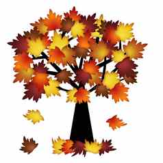 色彩斑斓的秋天叶子树