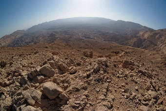 鱼眼视图沙漠峡谷<strong>小火山</strong>口马赫特什儿子说内盖夫沙漠以色列