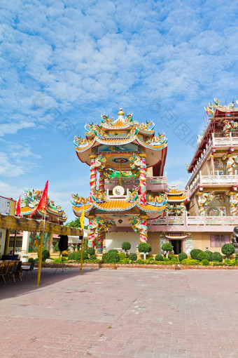 中国人神社美丽的中国人寺庙龙雕像