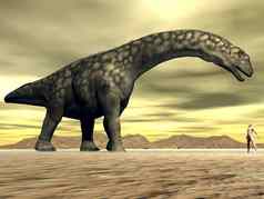 阿根廷龙恐龙人类大小渲染