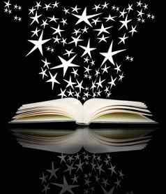 开放书明亮的星星