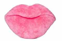 塞粉红色的模糊嘴唇白色背景向量