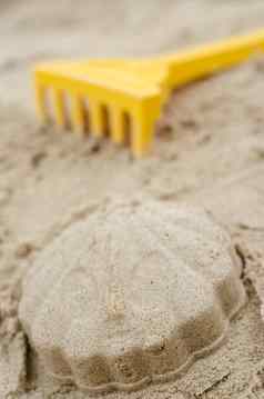 特写镜头壳牌使沙子