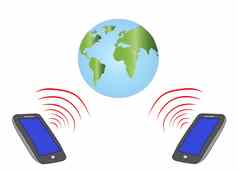 聪明的电话连接全球telecommunica优化选择概念