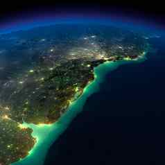 晚上地球一块南美国阿根廷巴西