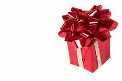 红色的礼物盒子弓白色背景