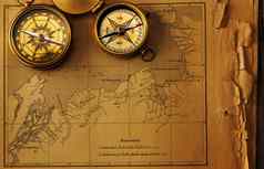 古董指南针地图