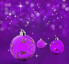 紫色的圣诞节背景装饰小玩意球
