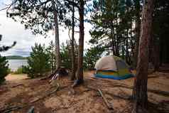 帐篷野营营地森林海滩