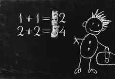 简单的数学操作写作粉笔黑板上