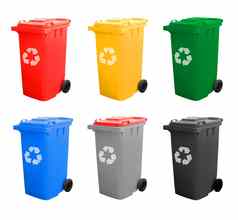 色彩斑斓的回收垃圾箱孤立的回收标志