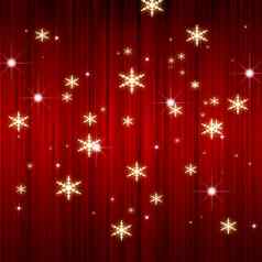 红色的窗帘闪闪发光的明星雪花