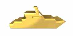 游艇图标白色背景黄金