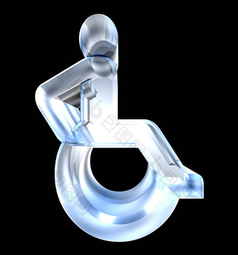 通用轮椅象征玻璃