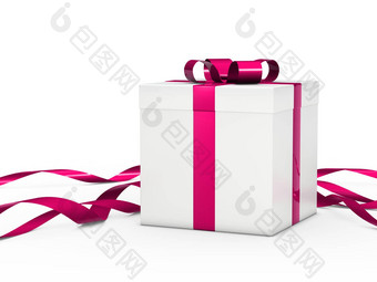 礼物盒子白色粉红色的丝带
